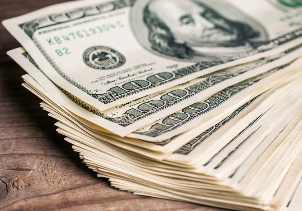 stack of money( dollars). Business theme