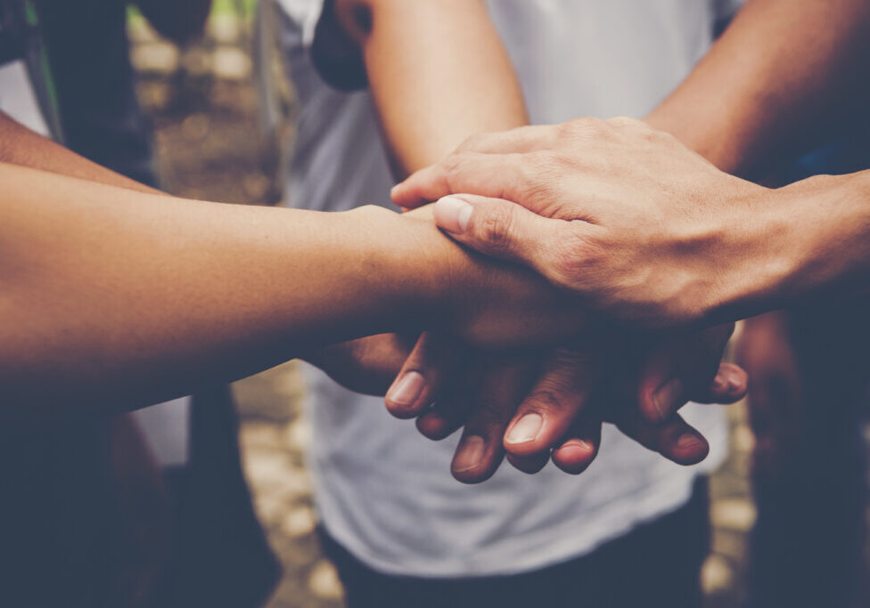 Business teamwork join hands together. Business teamwork concept