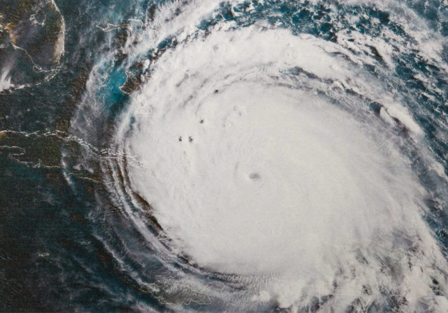 infrared image of Hurricane Irma in the Bahamas. Elements of this image furnished by NASA.