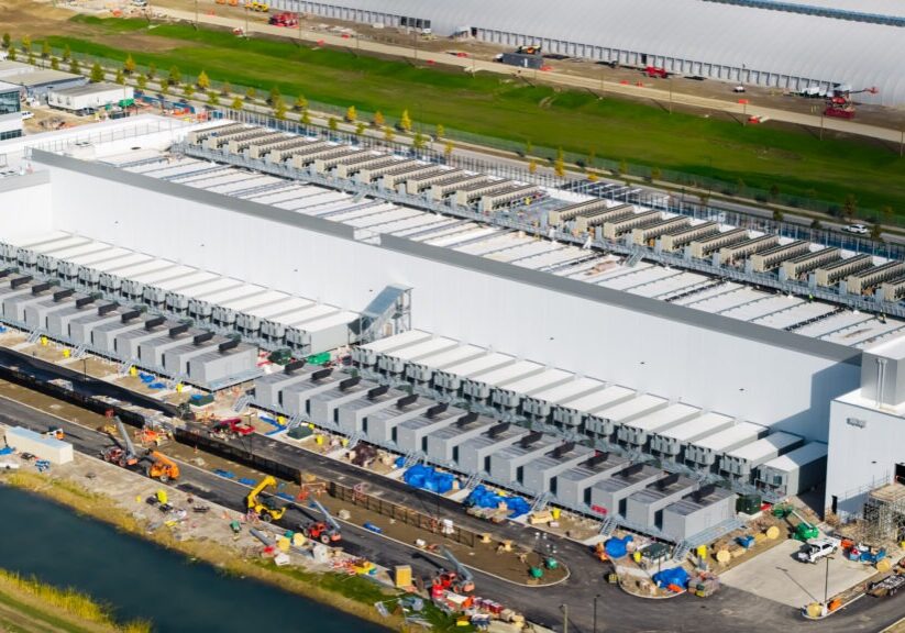 NEW ALBANY, UNITED STATES - November 2, 2025: Aerial view of construction of new AI hub and Data center at the suburbs of Columbus, Ohio.