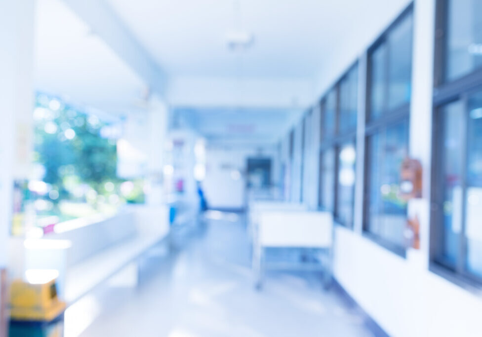 Abstract blur image of beds patient in the hospital with bokeh f