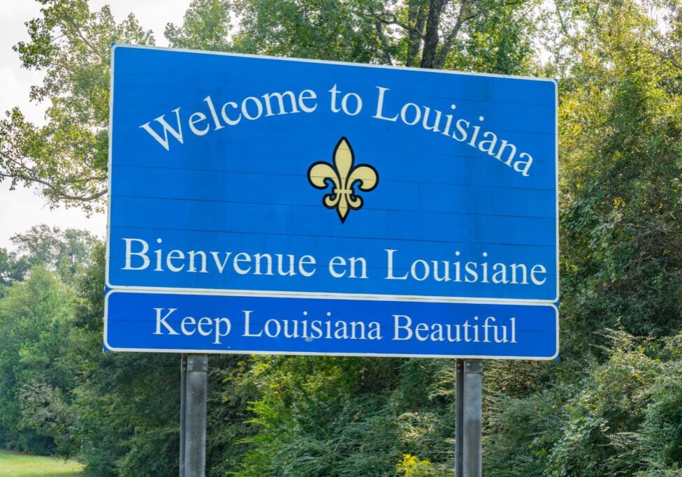 Louisiana, USA - October 6, 2019: Welcome to Louisiana along the Louisiana - Texas state border
