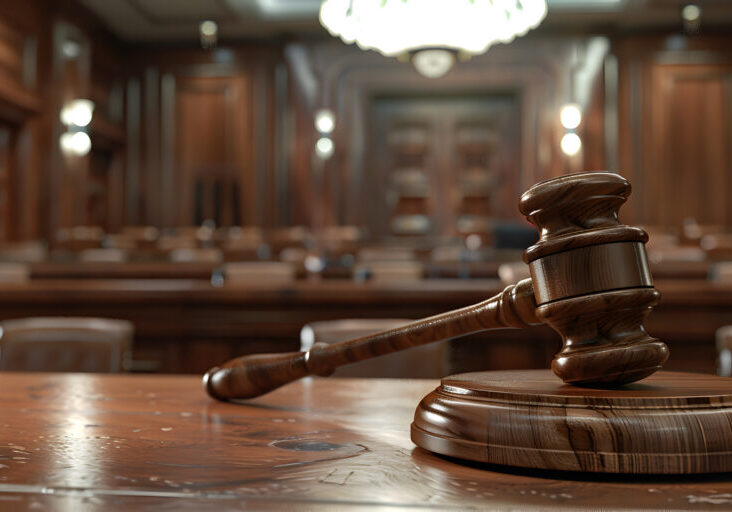 An empty courtroom created by artificial intelligence